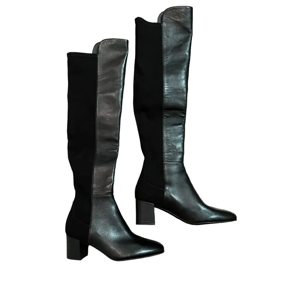 NEW Stuart Weitzman Gillian 60 Boots Black Leather Over-the-Knee